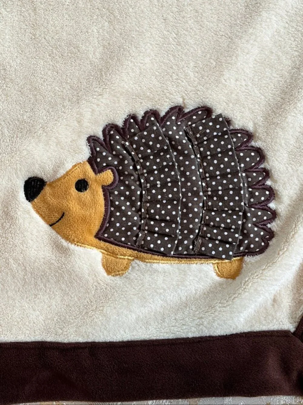 Lambs & Ivy Baby Blanket Beige Brown Hedgehog Porcupine Woodland Animal Security